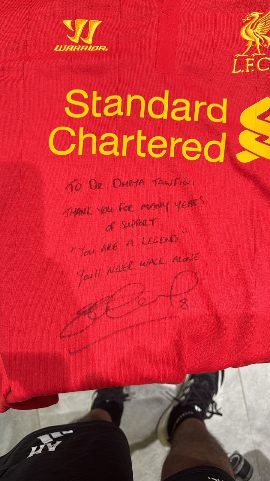Steven Gerrard message and signature
